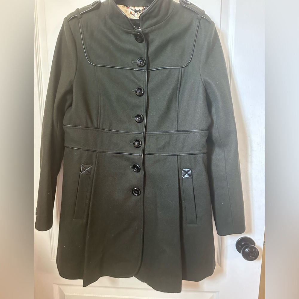NWOT Steve Madden Olive Military Style Wool Utility/Peacoat Jacket.   Size L